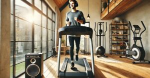 Gåbånd træning med musik